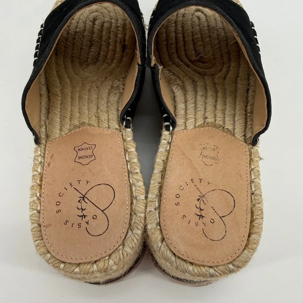 Oasis Society Black Platform Espadrille Slide Sandals Womens Size 9‎ Bohemian